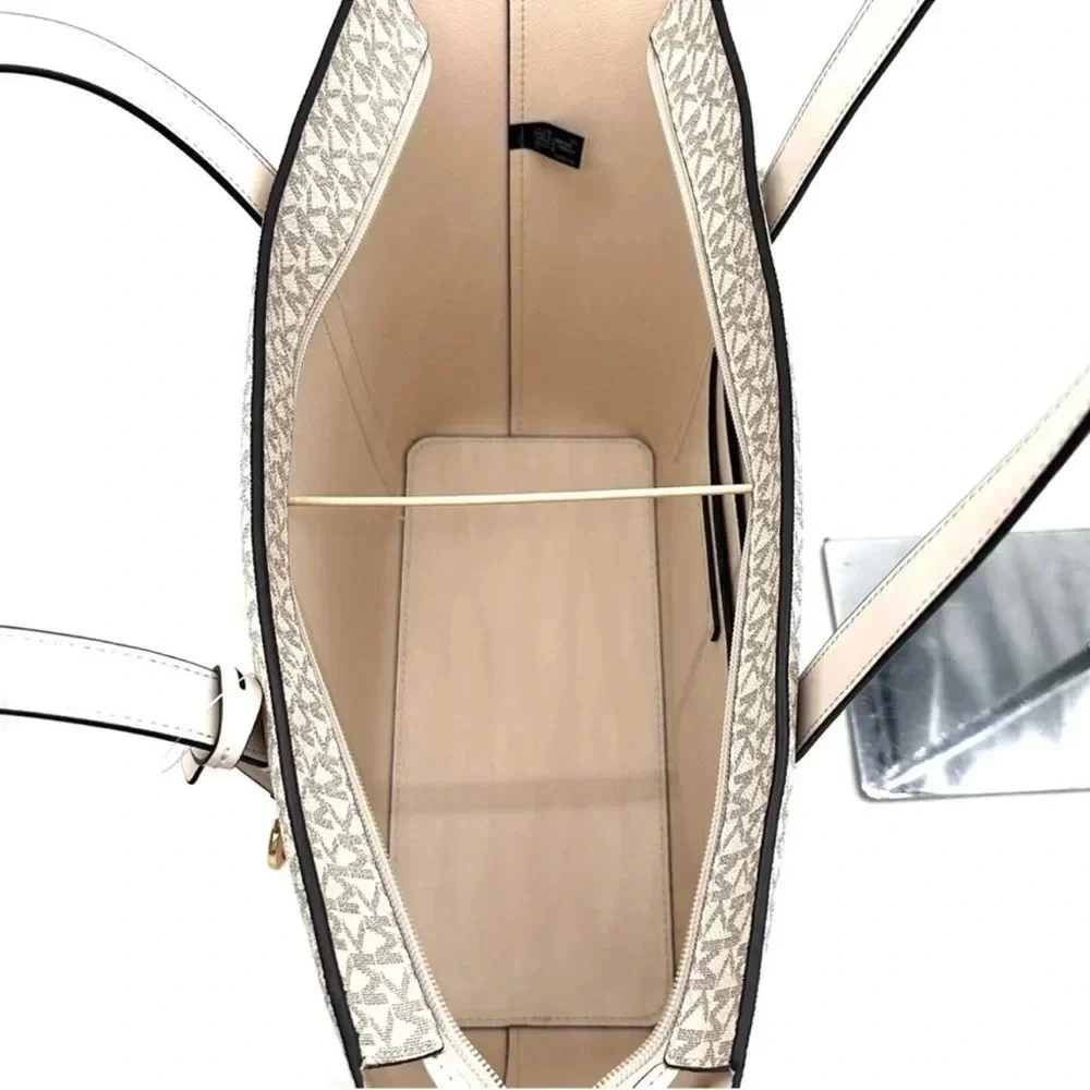 Michael Kors Pratt Large Signature Logo Tote Bag Light Cream Multi - Picture 10 of 11